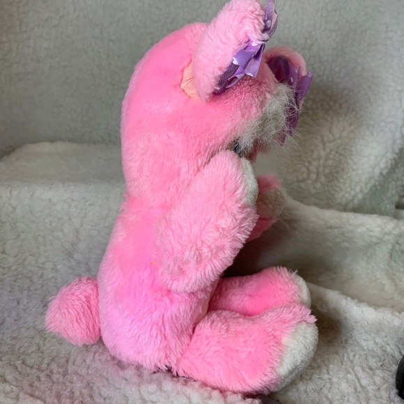 Magic Nursery Kitty pink plush doll 1990 vintage 12" purple bows Mattel - Picture 12 of 12